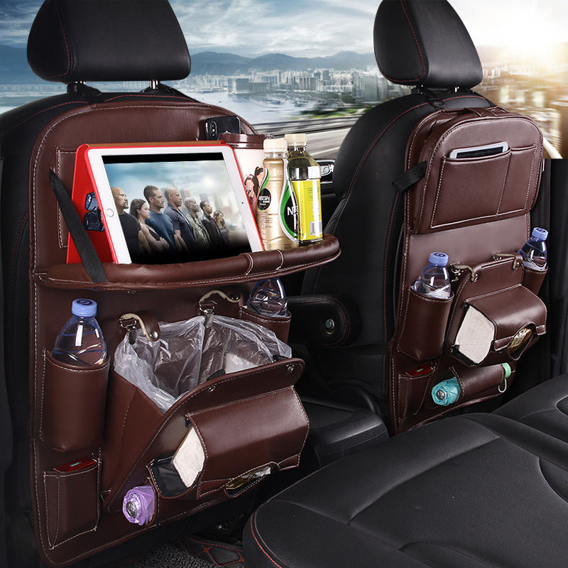 Organizer per auto impermeabile, portaoggetti in pelle PU, multifunzione, con vassoio per schienale e borsa da appendere,