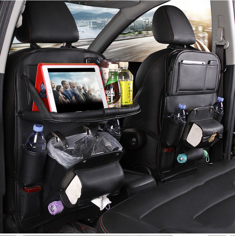 Organizer per auto impermeabile, portaoggetti in pelle PU, multifunzione, con vassoio per schienale e borsa da appendere,