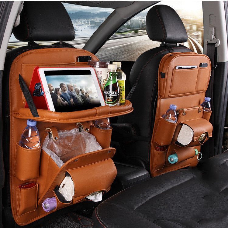 Organizer per auto impermeabile, portaoggetti in pelle PU, multifunzione, con vassoio per schienale e borsa da appendere,