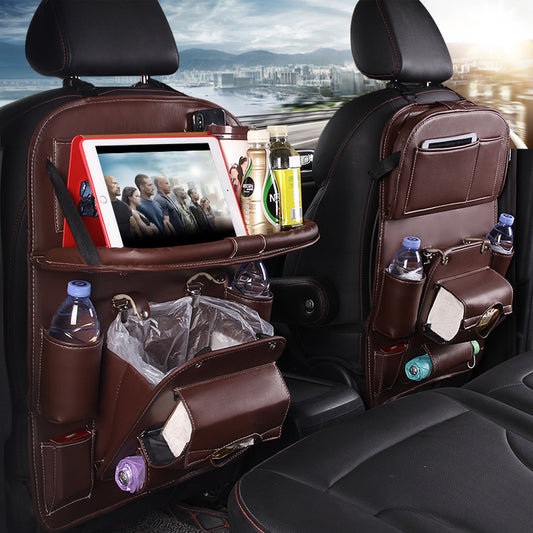Organizer per auto impermeabile, portaoggetti in pelle PU, multifunzione, con vassoio per schienale e borsa da appendere,